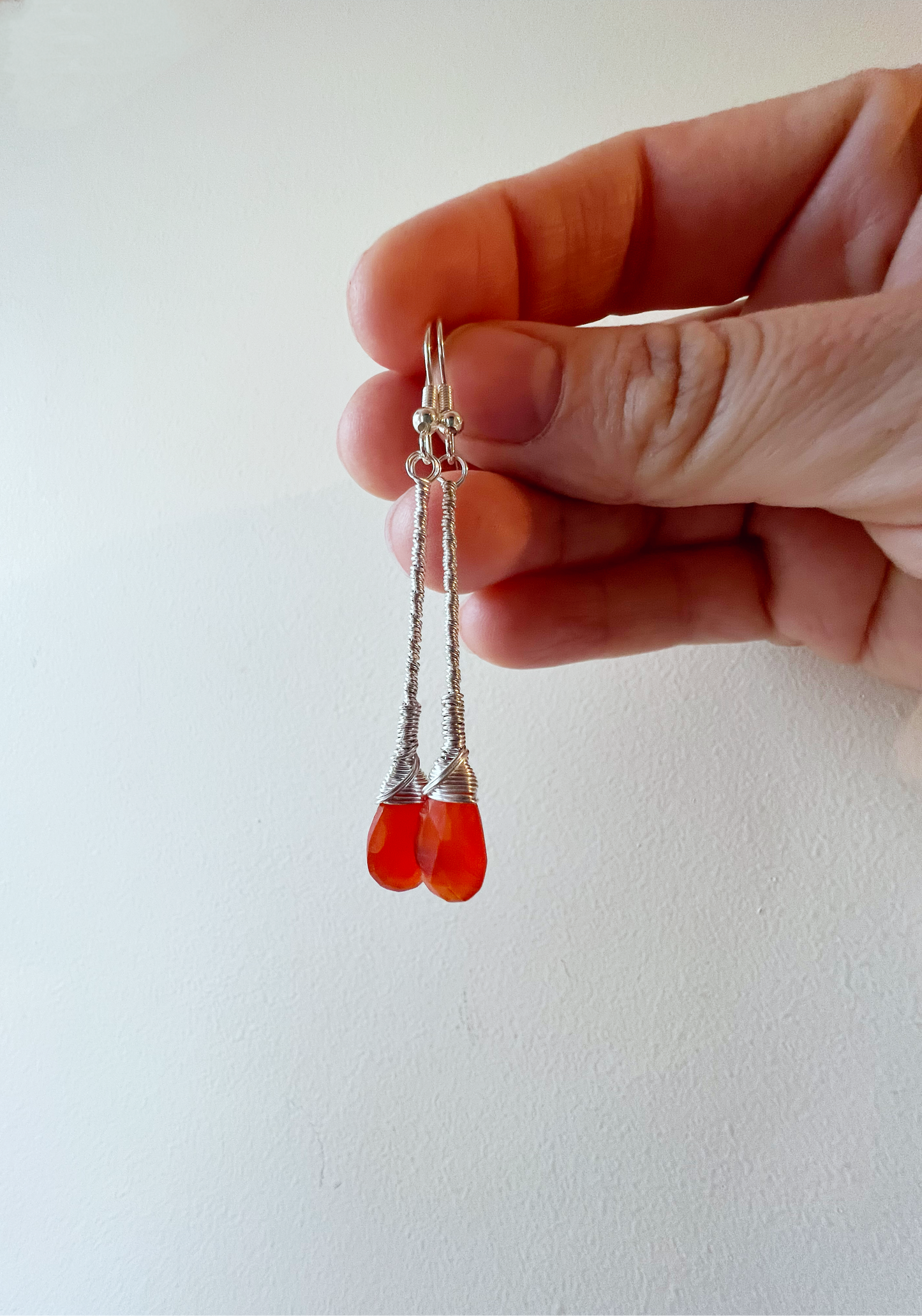 Carnelian Elegant Drop Silver Earrings