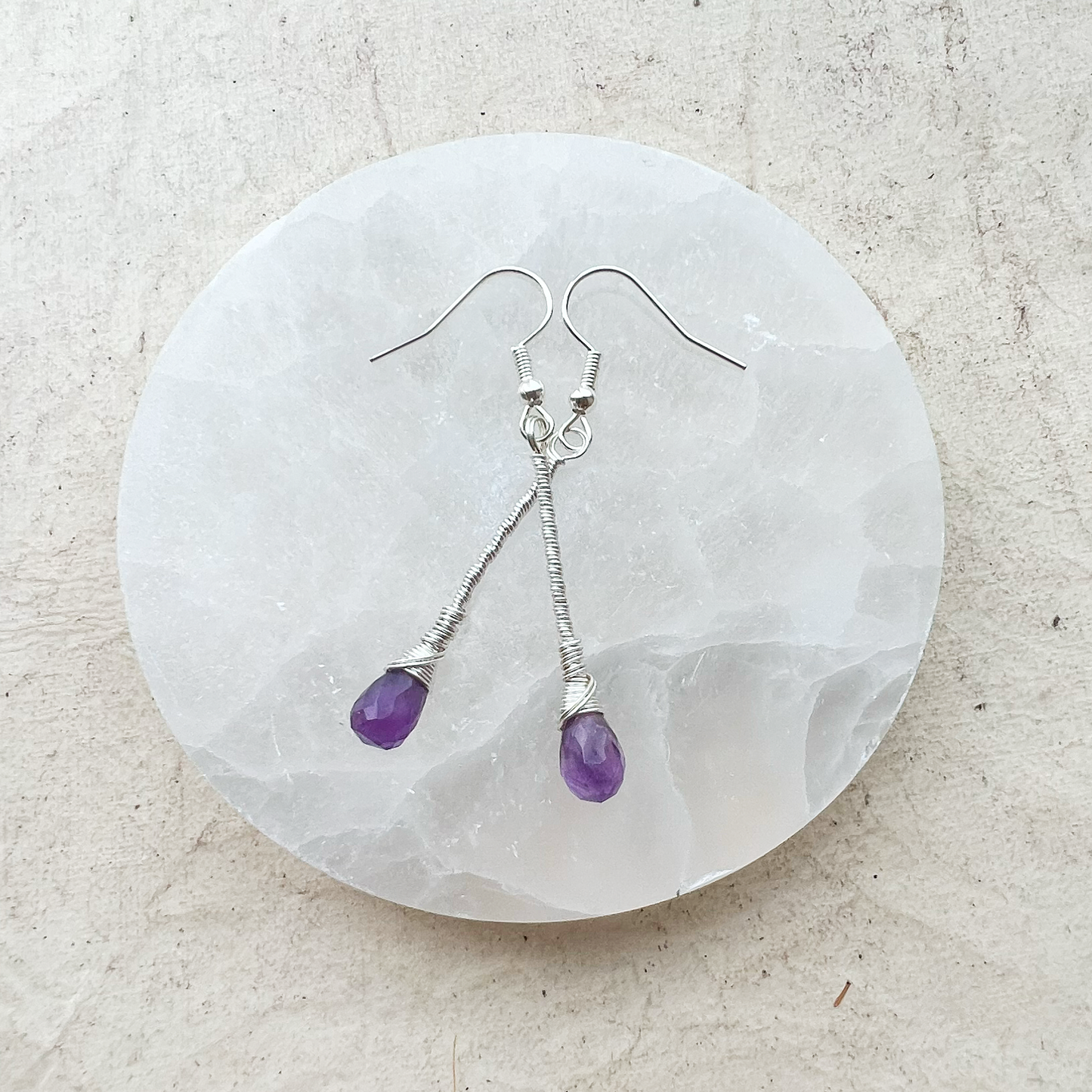 Amethyst Elegant Drop Silver Earrings