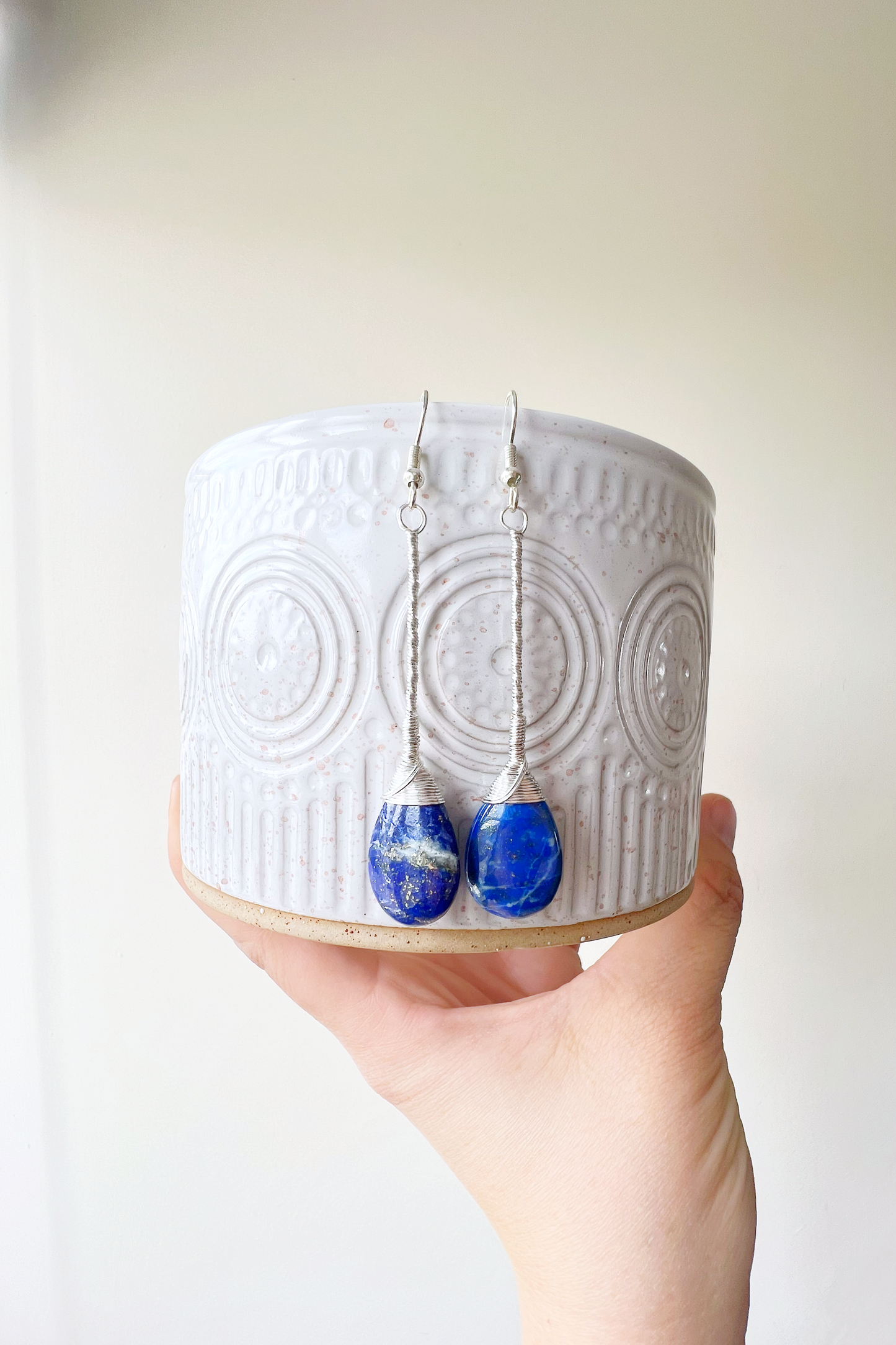 Lapis Lazuli Elegant Drop Silver Earrings