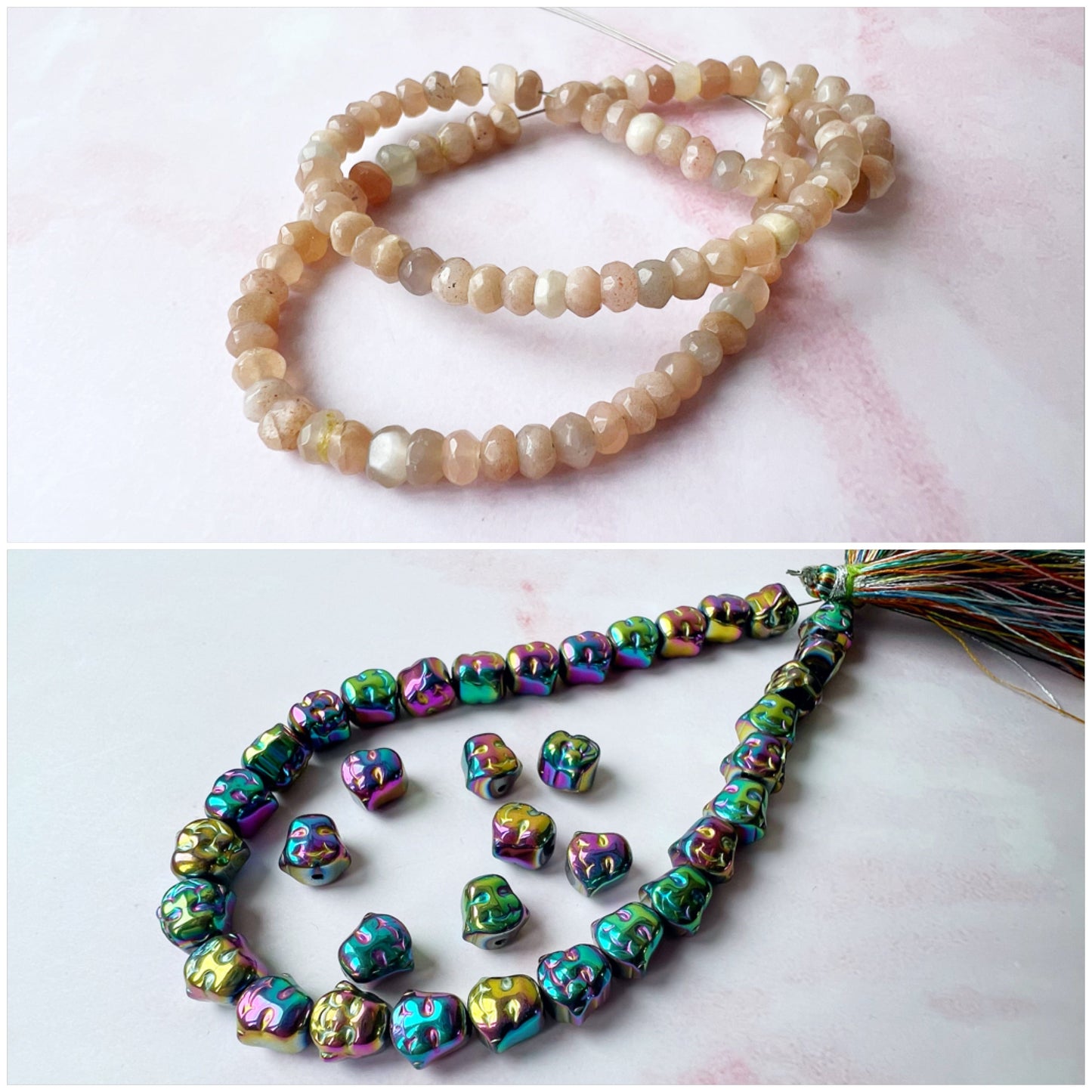 GOLD - Peach Moonstone Customisable bracelets