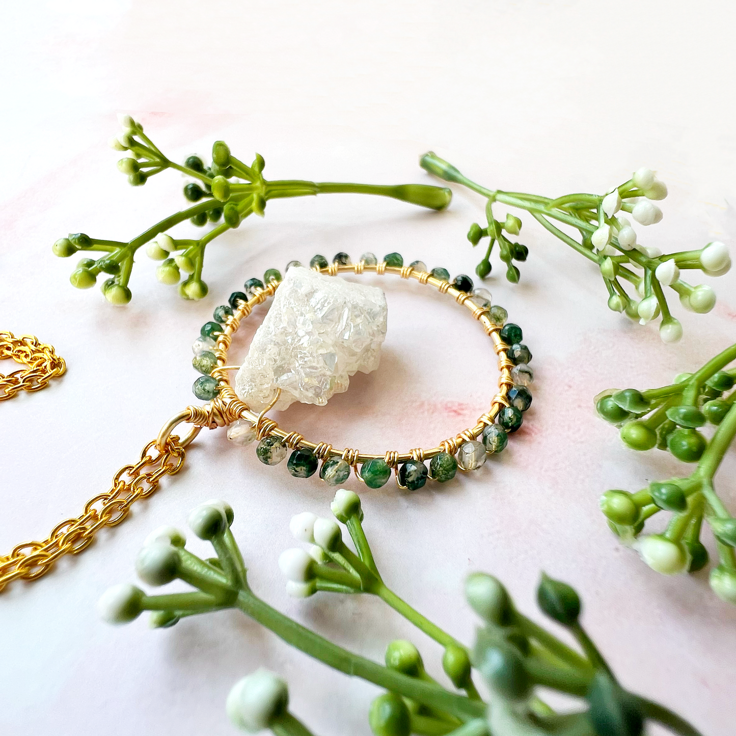 Aura Crystal Circle Necklace