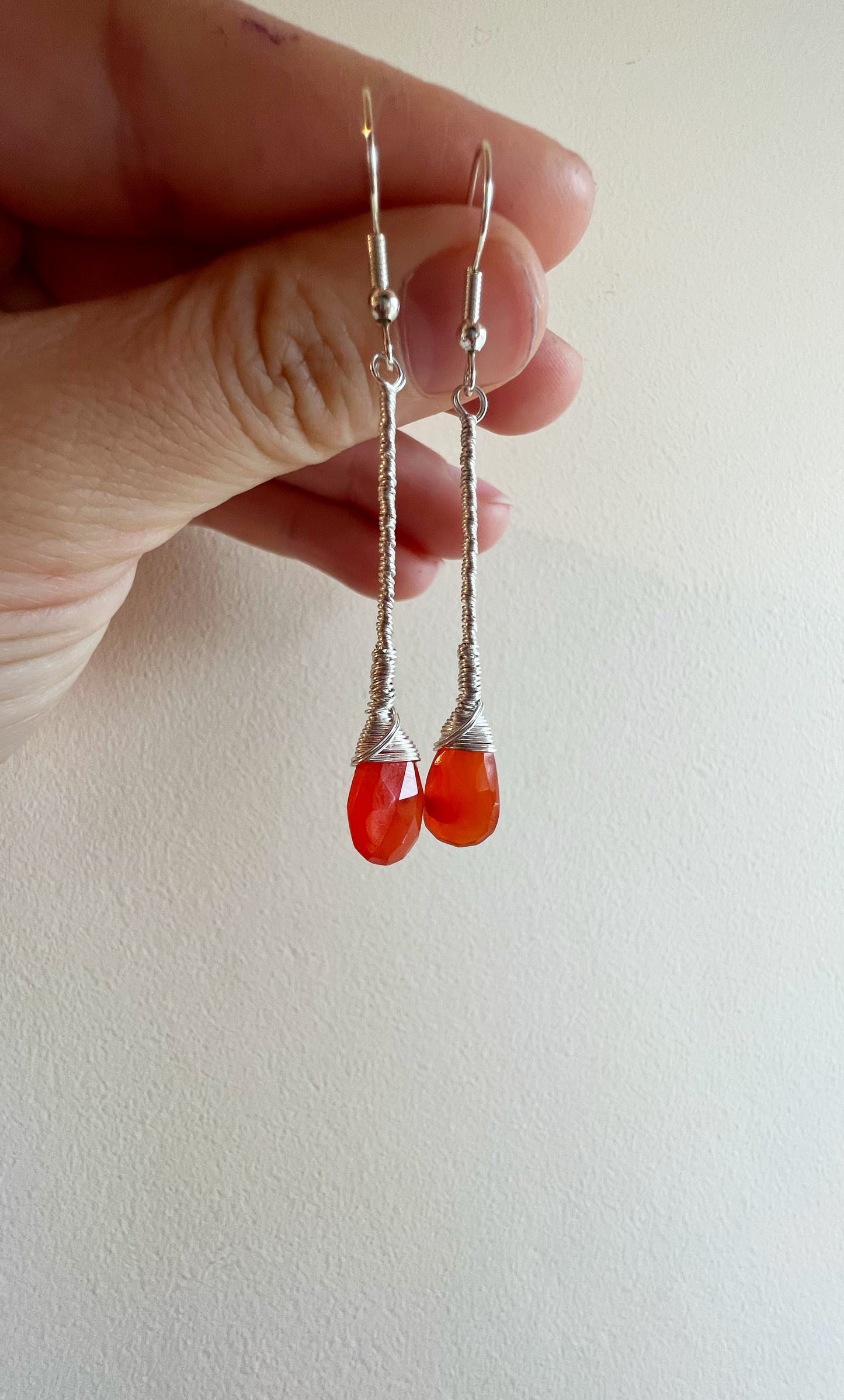 Carnelian Elegant Drop Silver Earrings