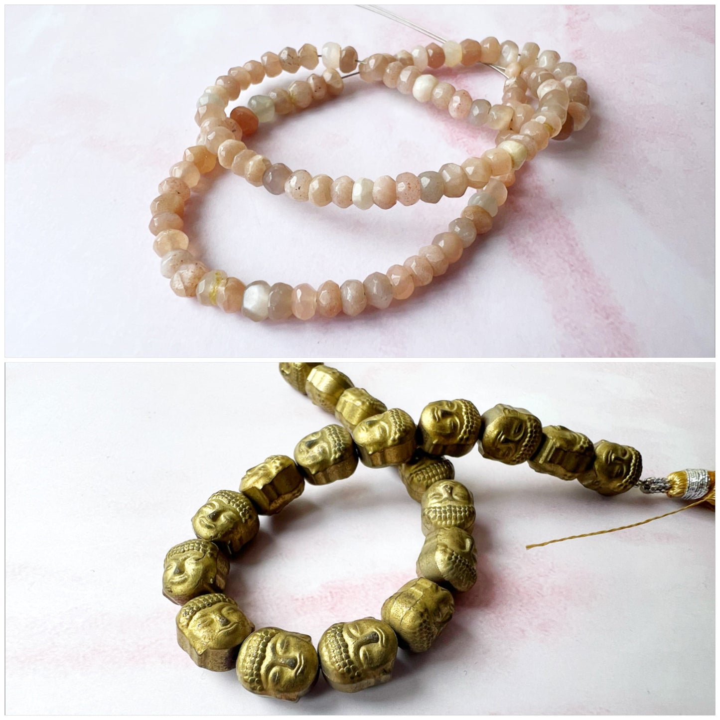 GOLD - Peach Moonstone Customisable bracelets