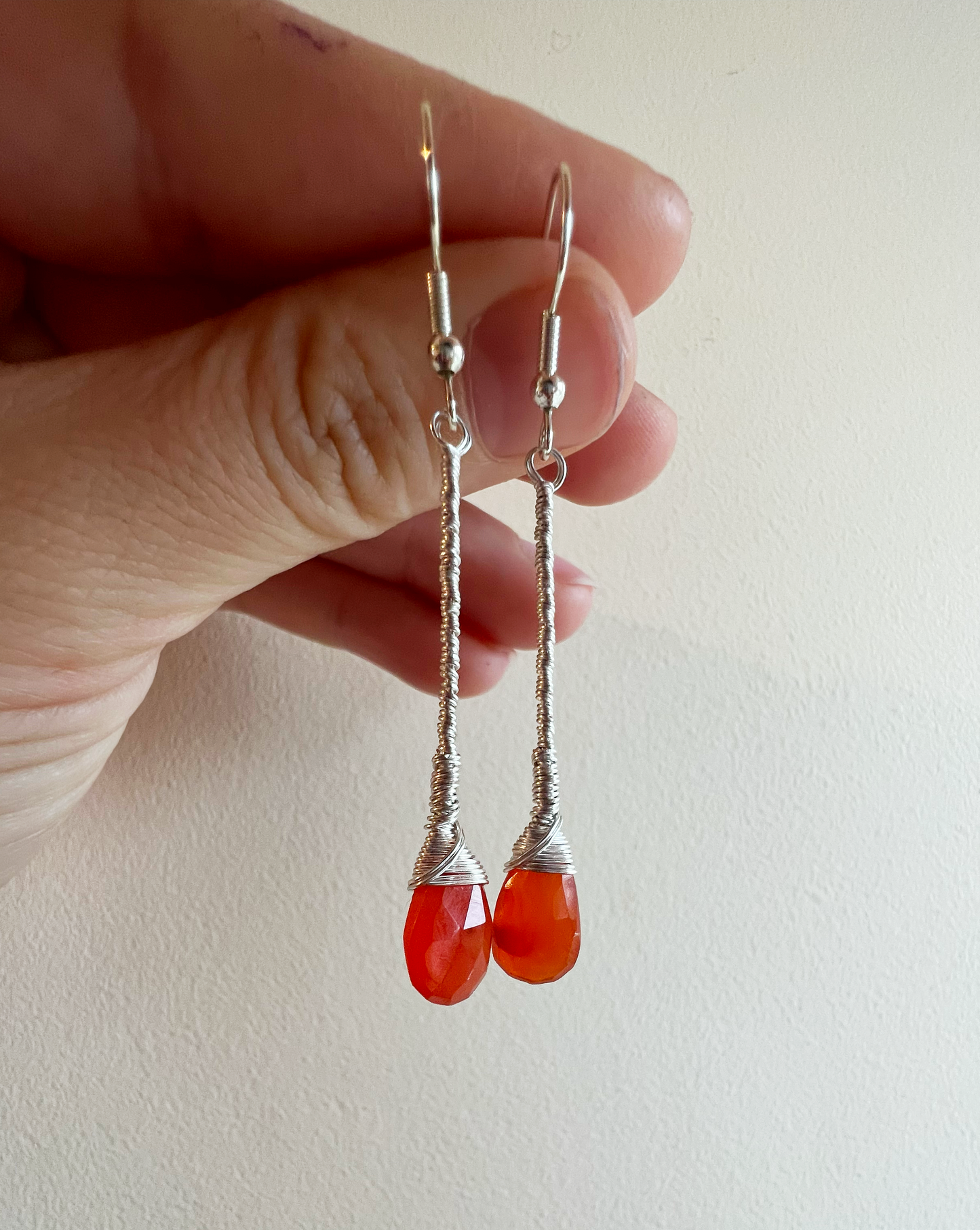 Carnelian Elegant Drop Silver Earrings