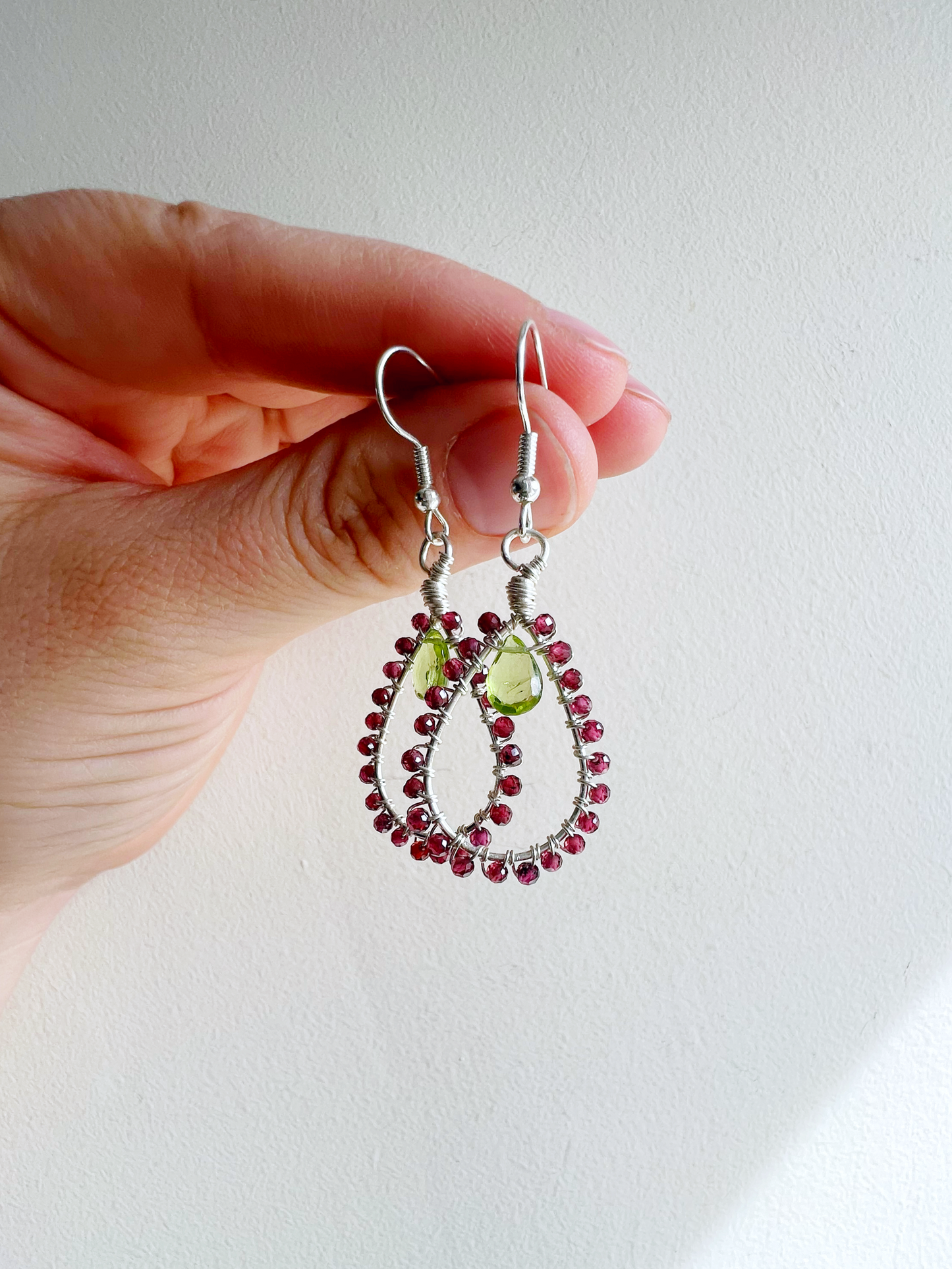 Peridot and Garnet Tudor Drop Earrings