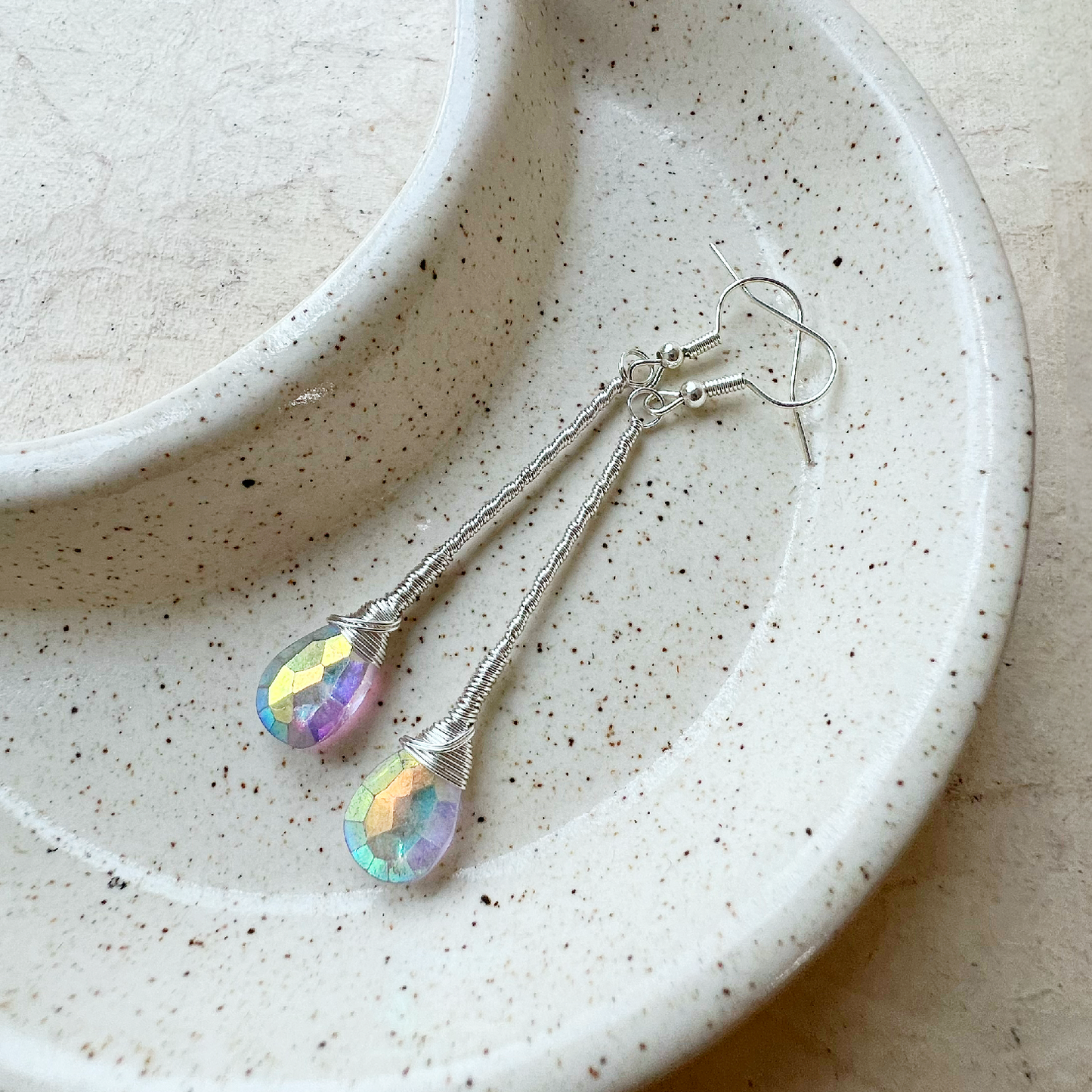 Aura Amethyst Elegant Drop Silver Earrings