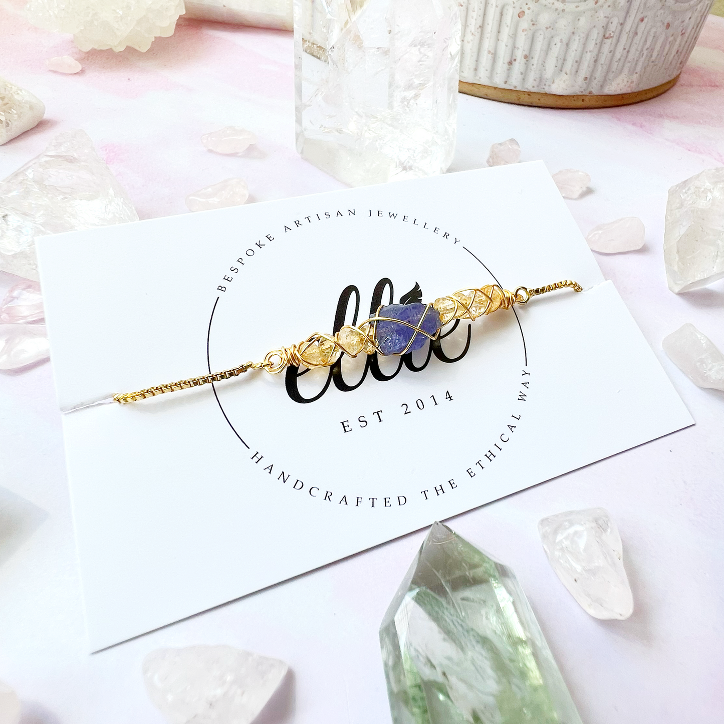 GOLD - Citrine Customisable bracelets - adjustable