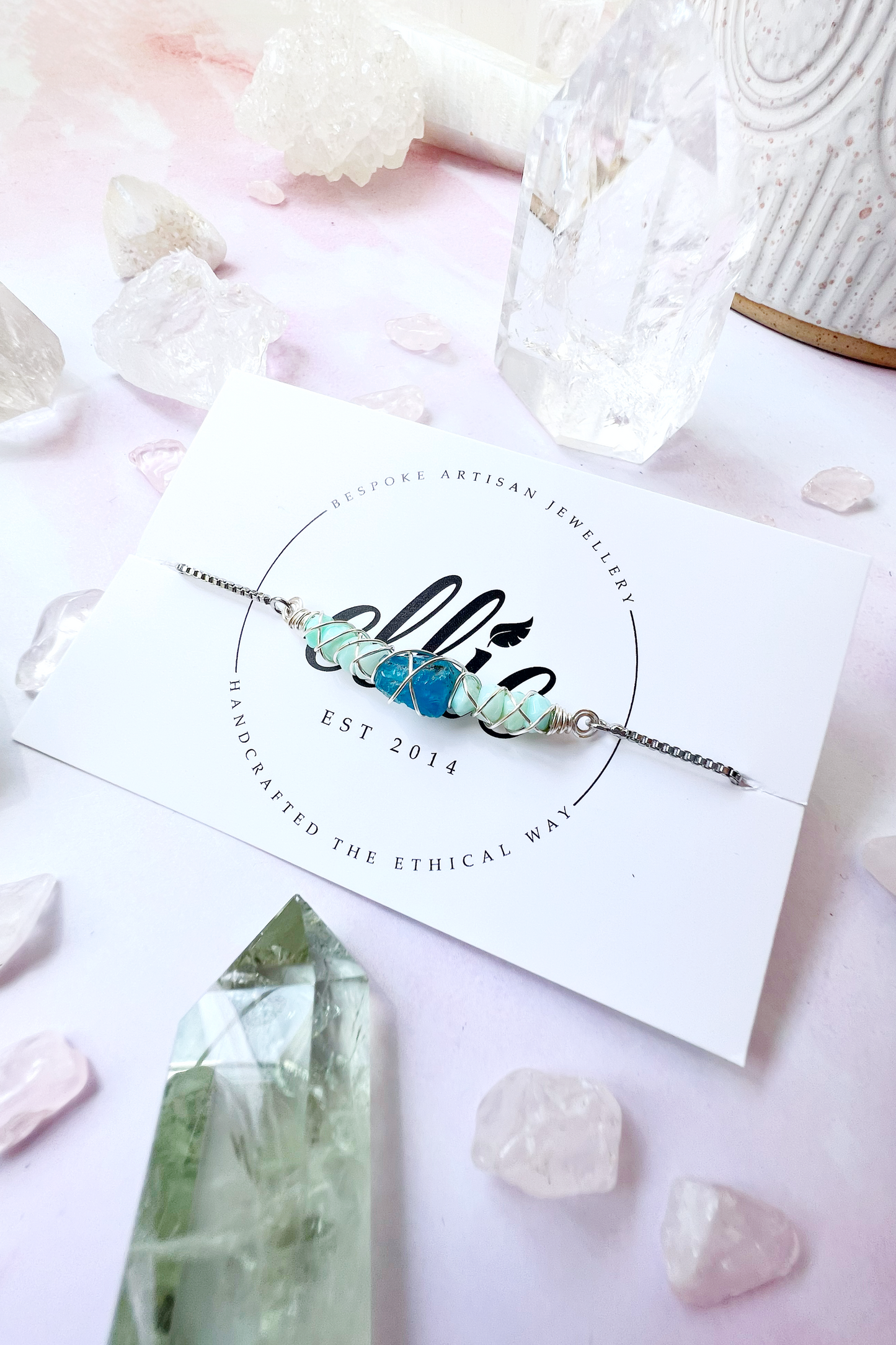 SILVER - Peruvian Opal Customisable bracelets - adjustable