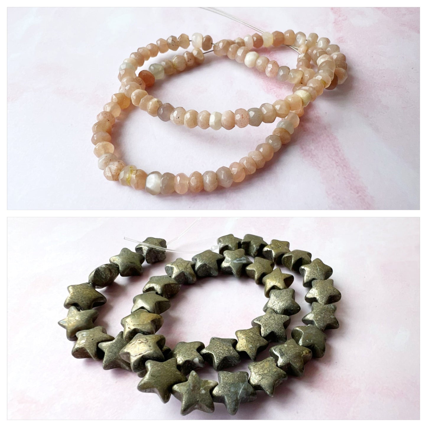 GOLD - Peach Moonstone Customisable bracelets
