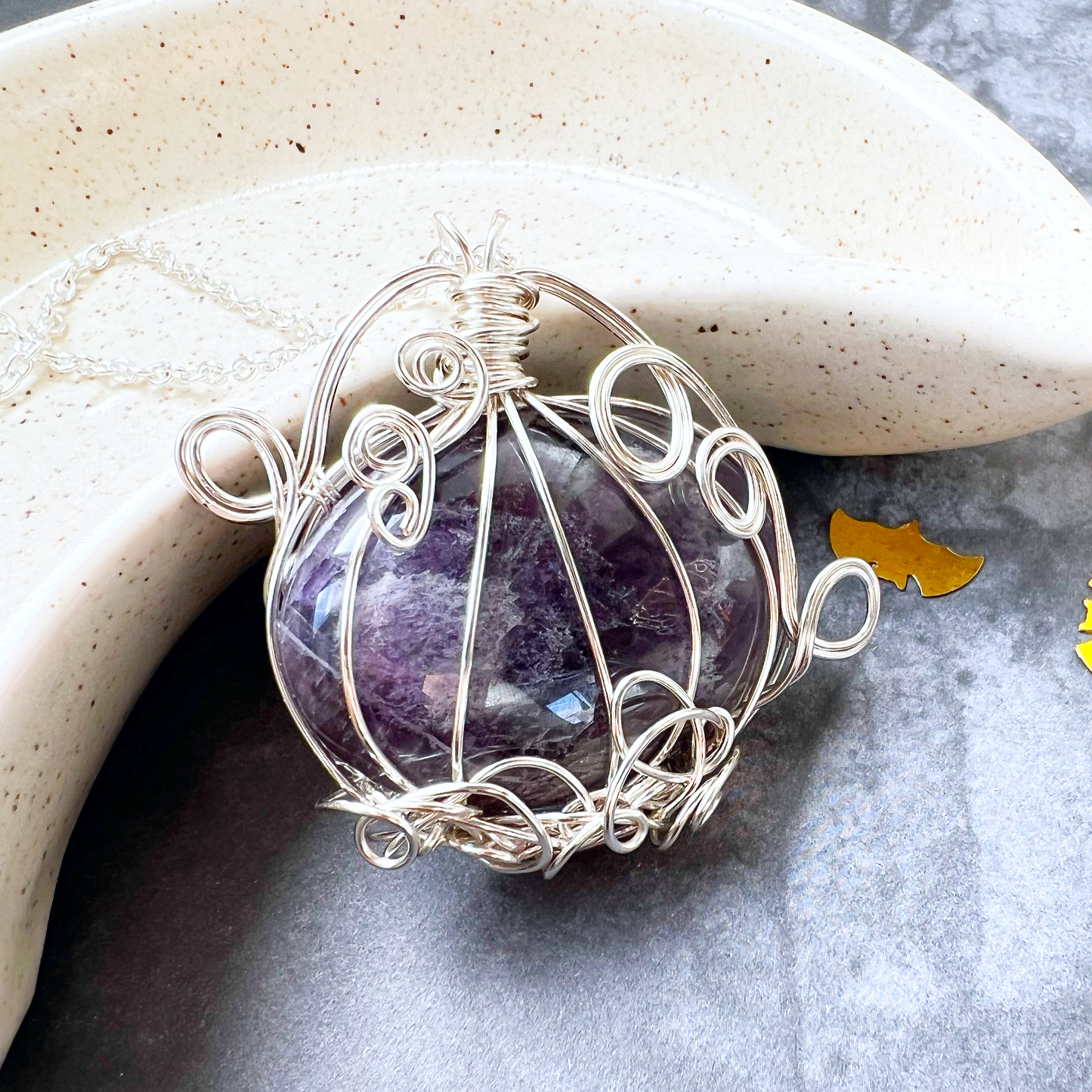 Amethyst pumpkin necklace