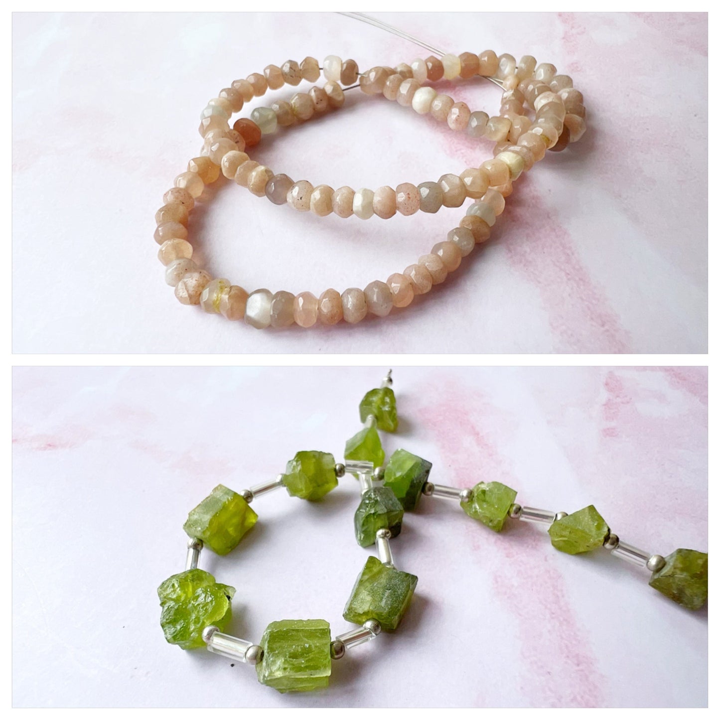 GOLD - Peach Moonstone Customisable bracelets
