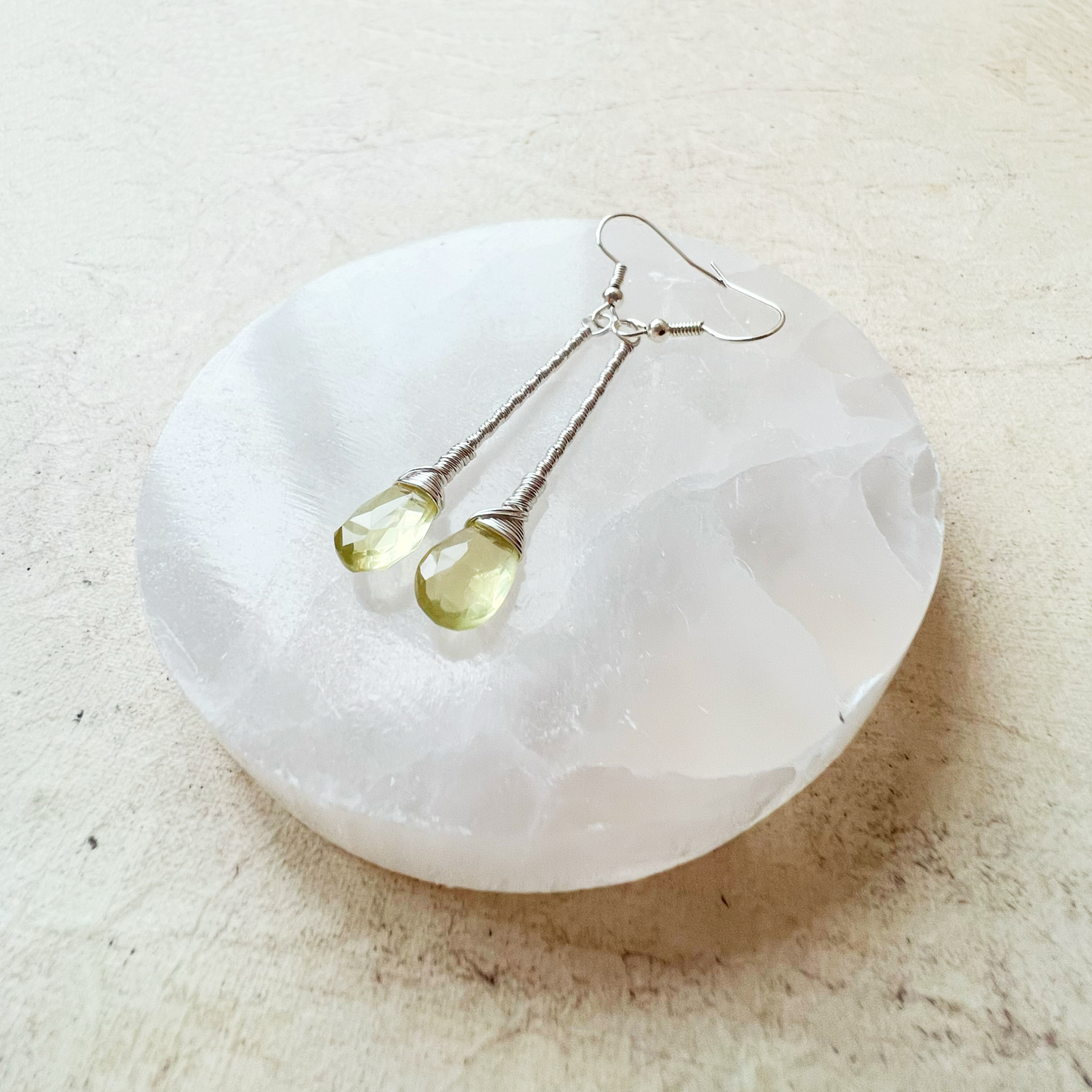 Lemon Quartz Elegant Drop Silver Earrings