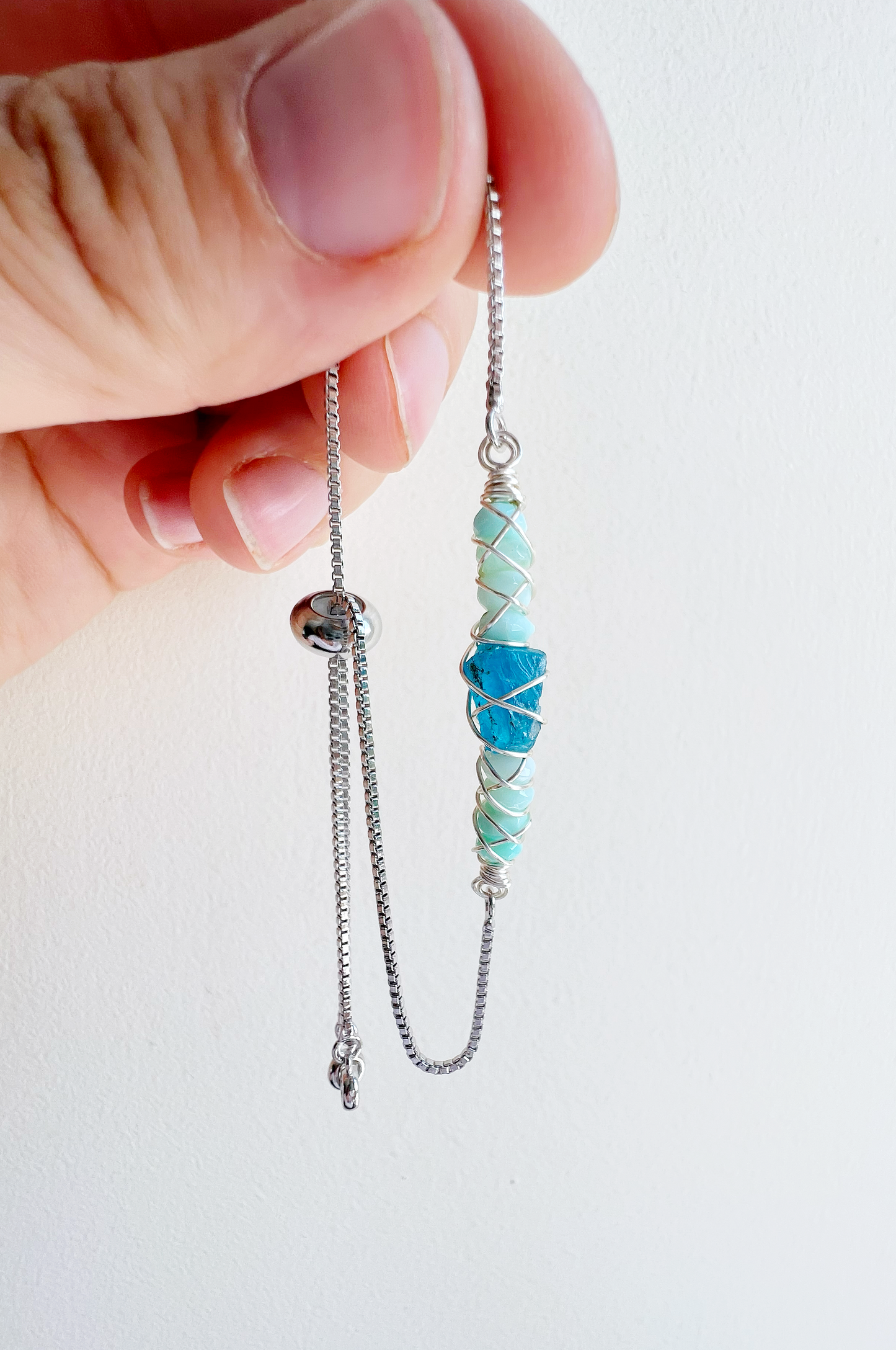 SILVER - Peruvian Opal Customisable bracelets - adjustable