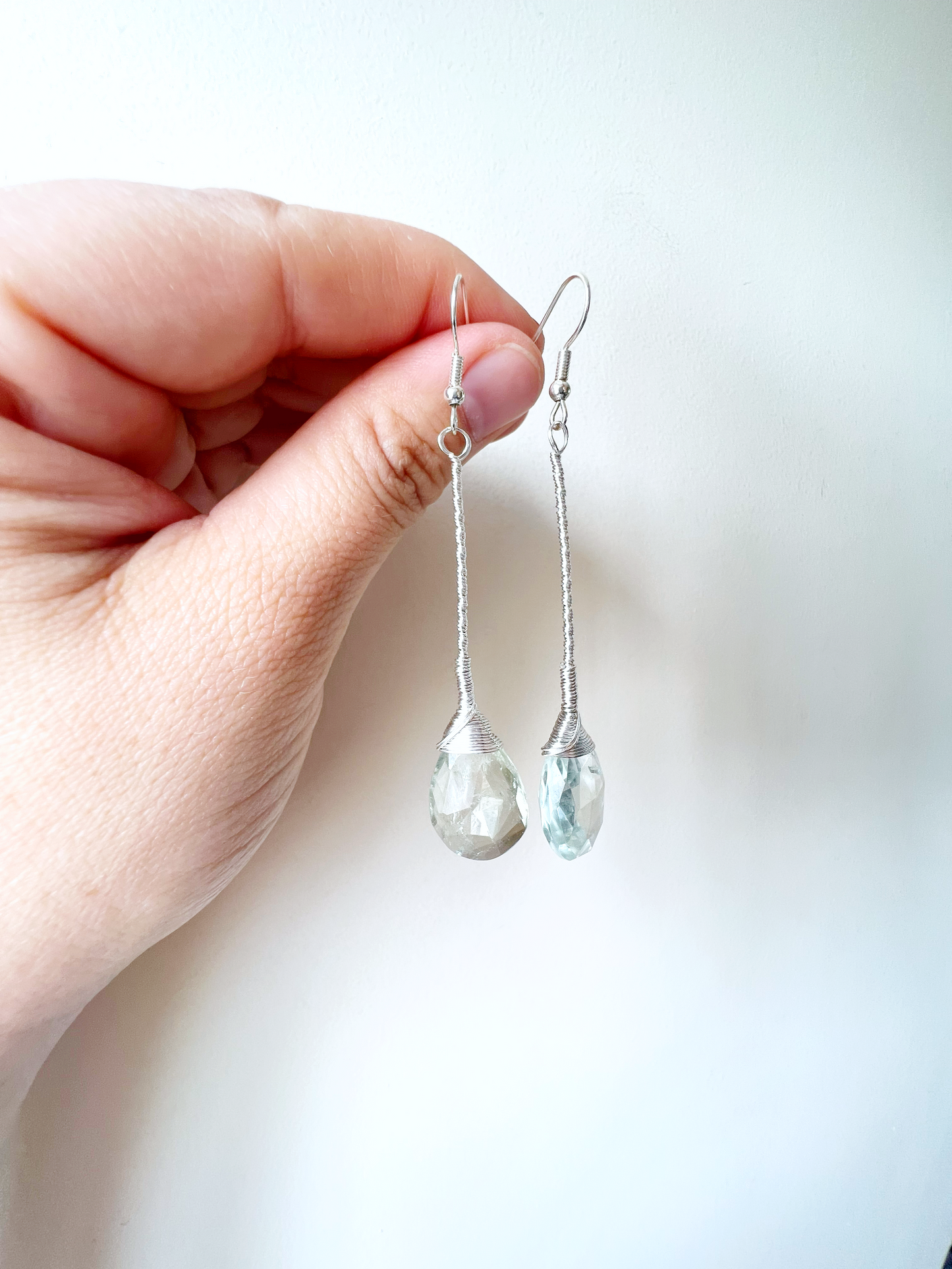 Prasiolite Elegant Drop Silver Earrings