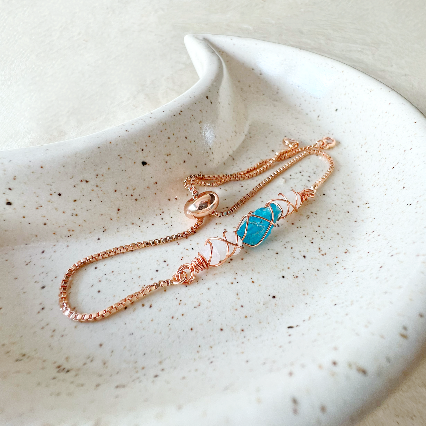 ROSE GOLD - Rainbow Moonstone Customisable bracelets
