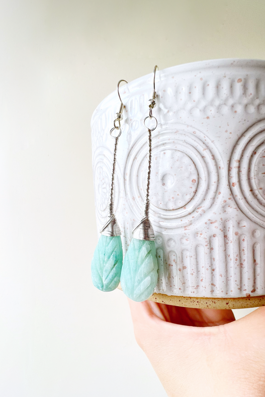 Amazonite Elegant Drop Silver Earrings
