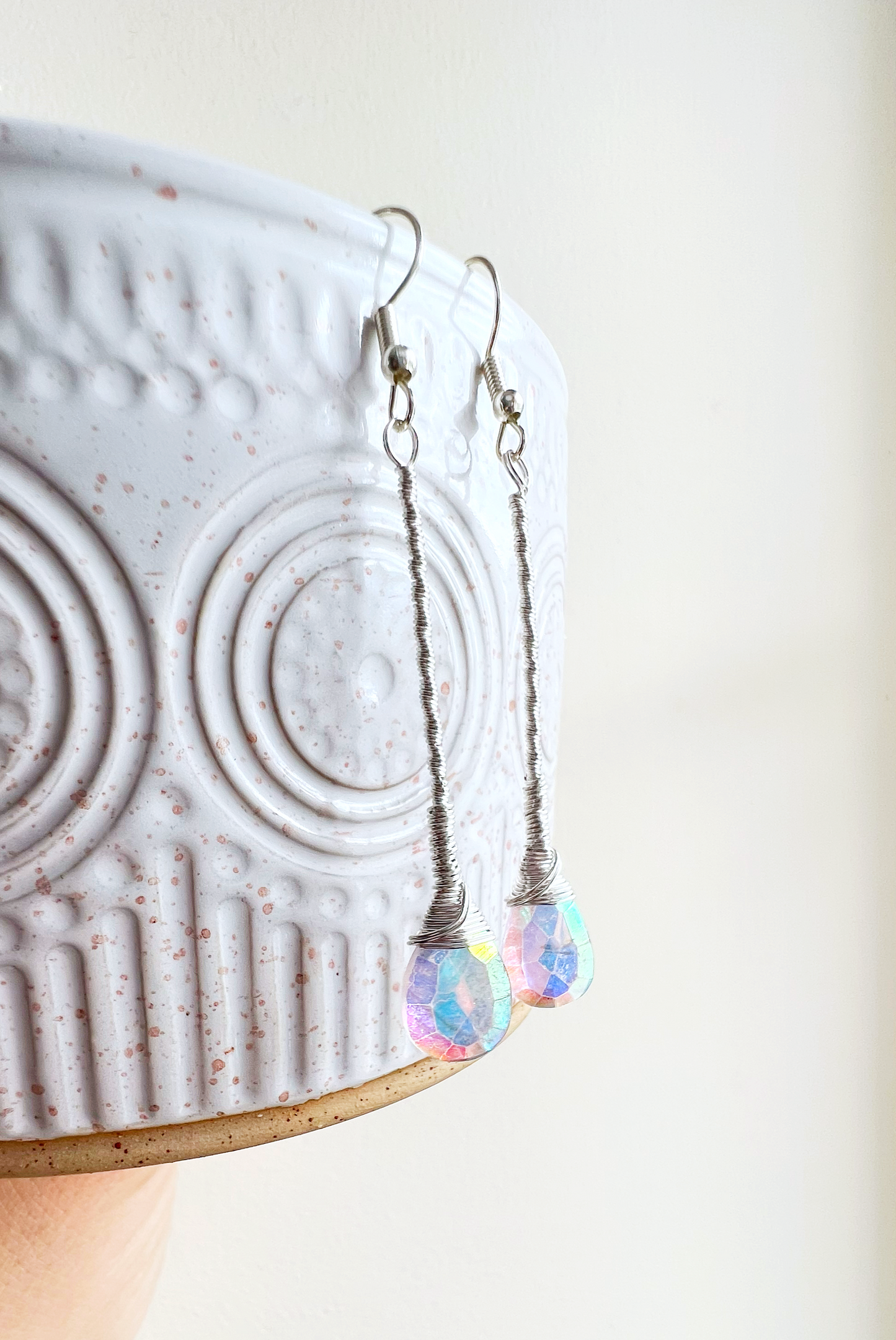 Aura Amethyst Elegant Drop Silver Earrings