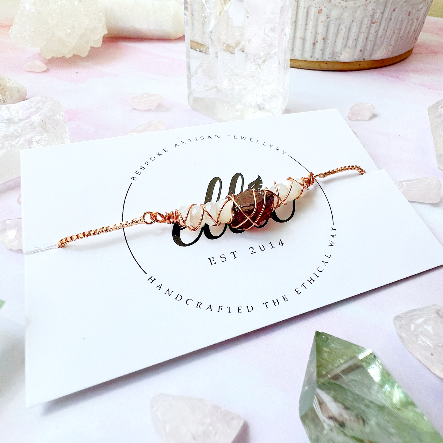 ROSE GOLD - White Moonstone Customisable bracelets