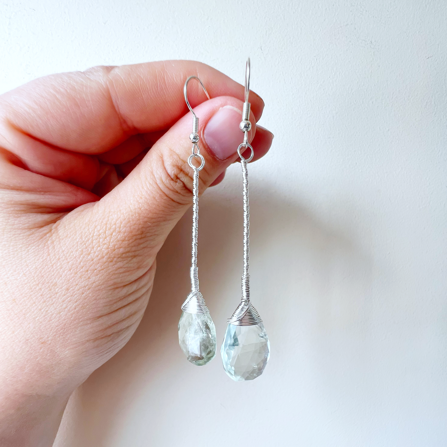 Prasiolite Elegant Drop Silver Earrings