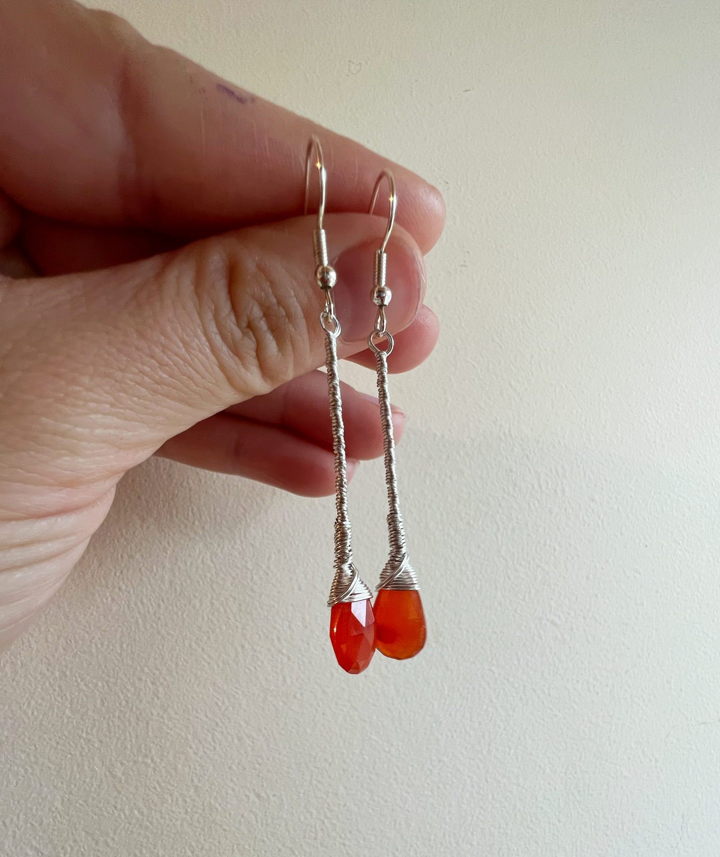 Carnelian Elegant Drop Silver Earrings