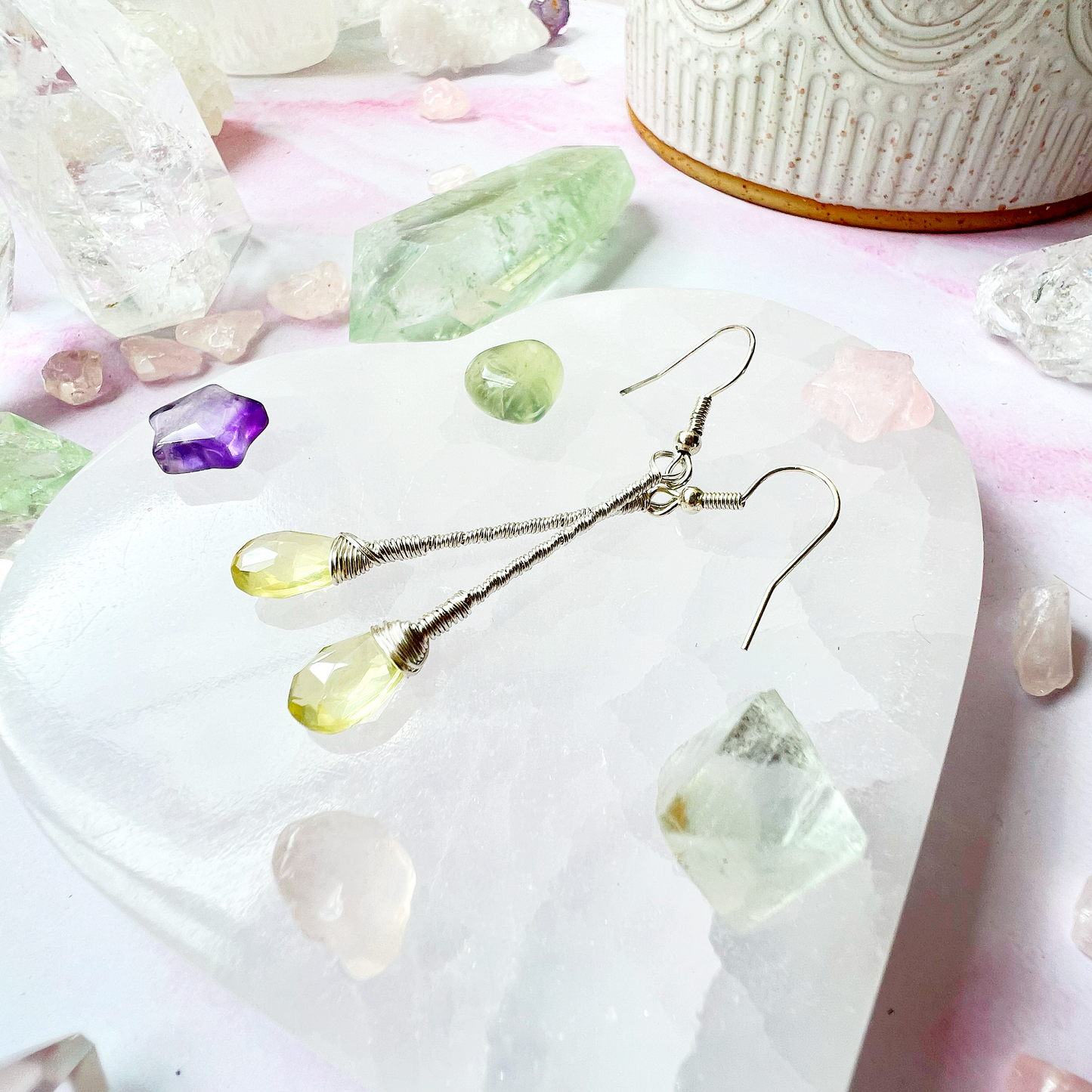 Lemon Quartz Elegant Drop Silver Earrings