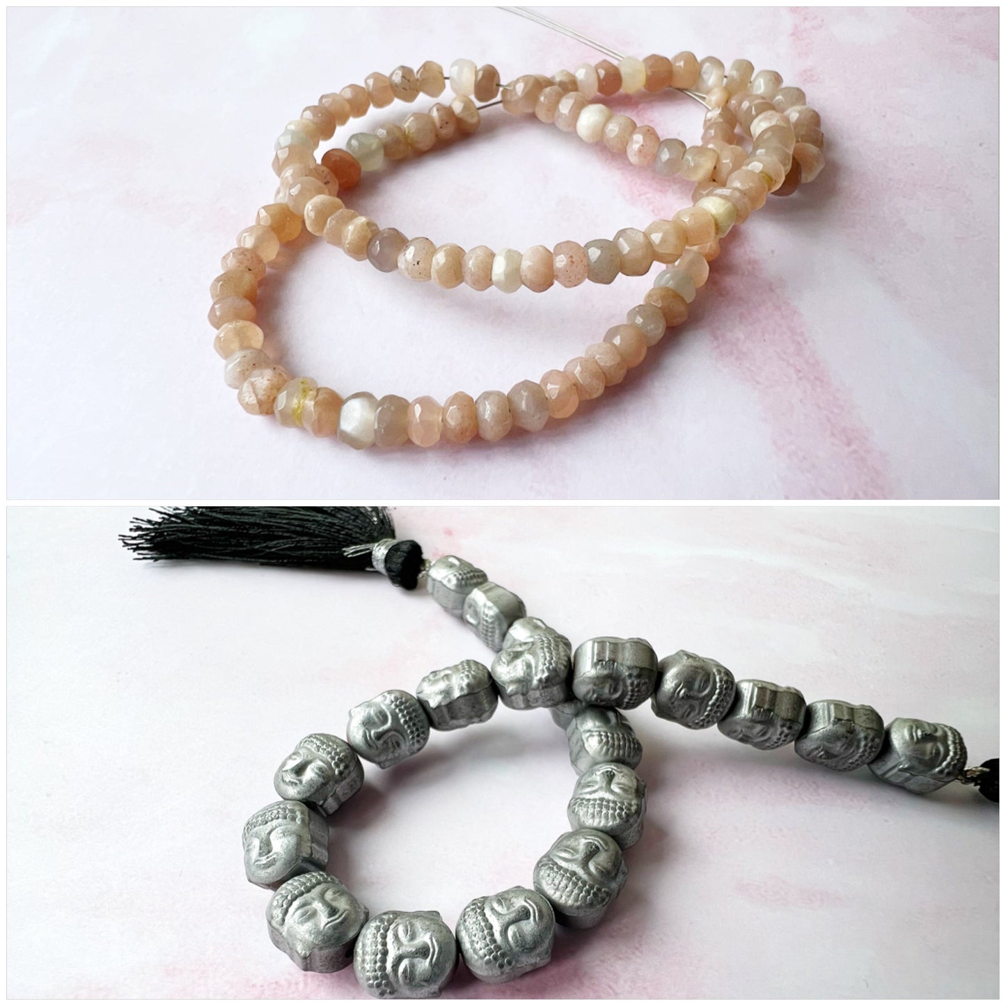 GOLD - Peach Moonstone Customisable bracelets
