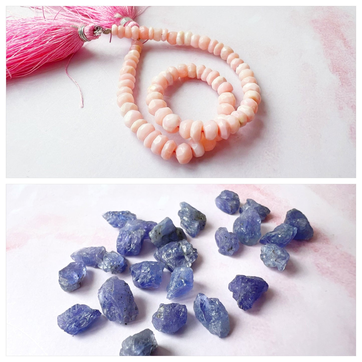 SILVER - Pink Opal Customisable bracelets - adjustable