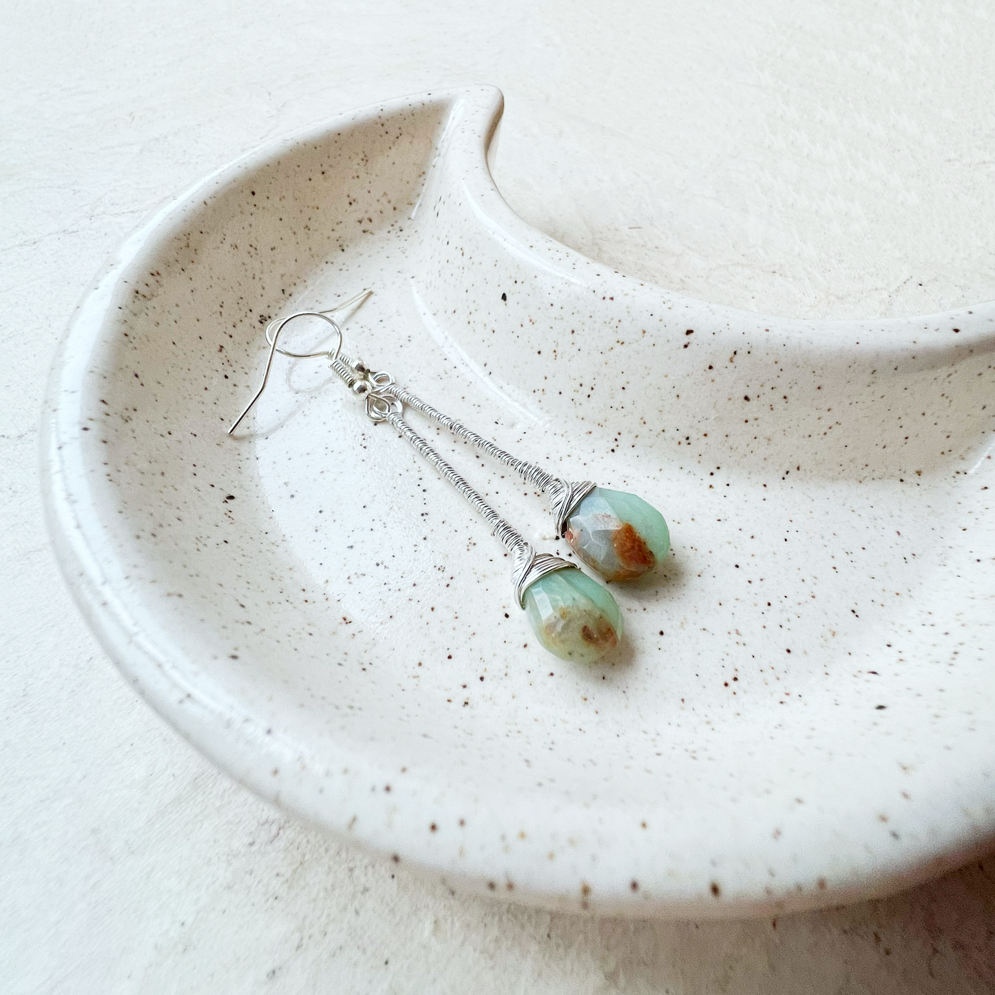 Peruvian Opal Elegant Drop Silver Earrings