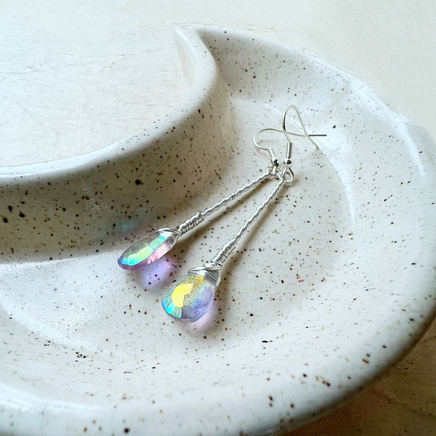 Aura Amethyst Elegant Drop Silver Earrings
