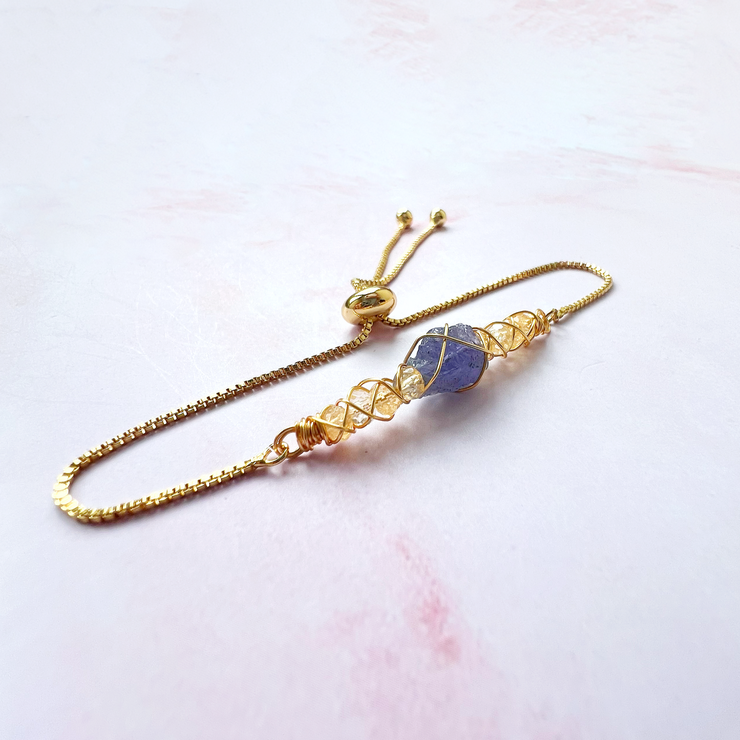 GOLD - Citrine Customisable bracelets - adjustable