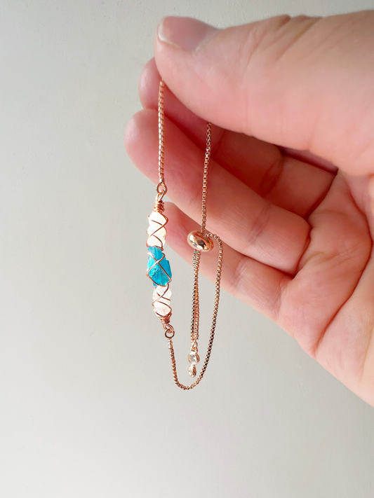 ROSE GOLD - Rainbow Moonstone Customisable bracelets
