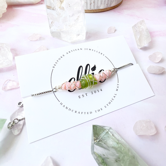 SILVER - Pink Opal Customisable bracelets - adjustable