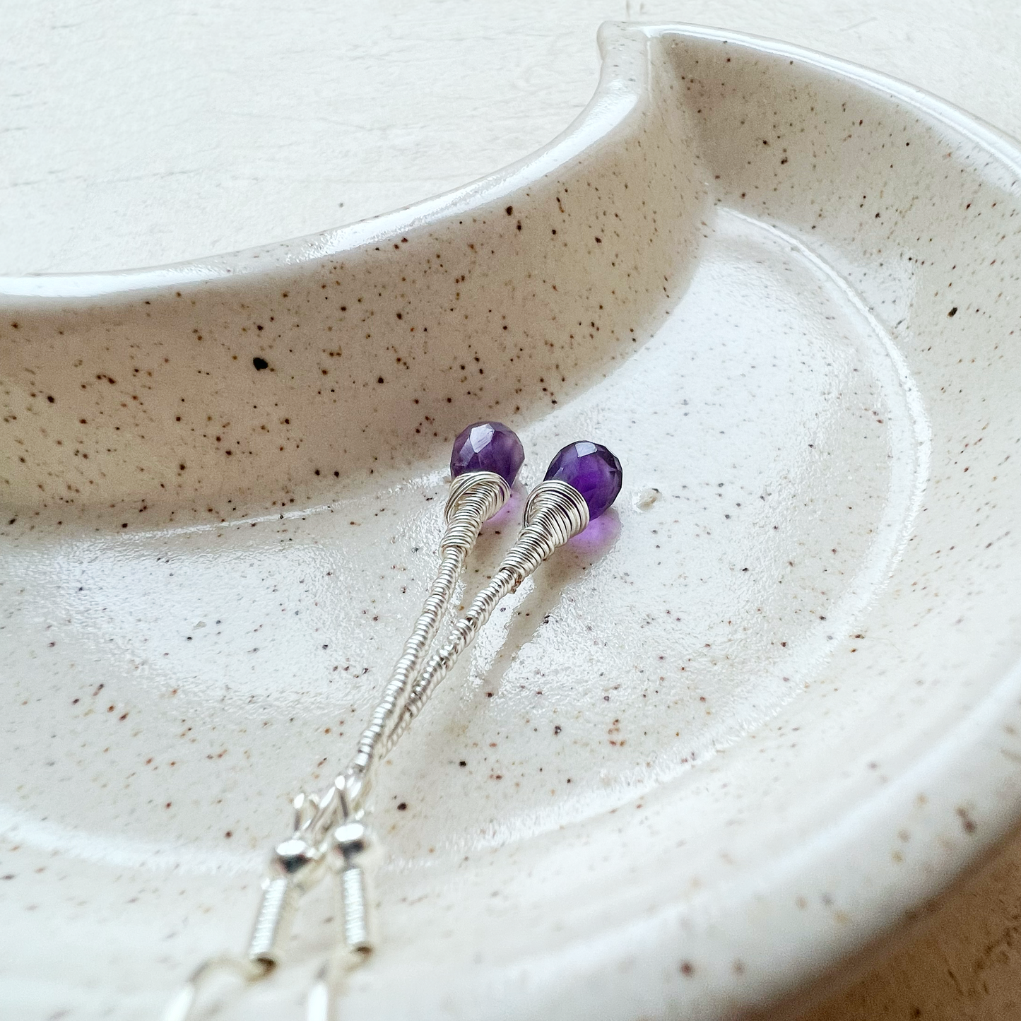 Amethyst Elegant Drop Silver Earrings