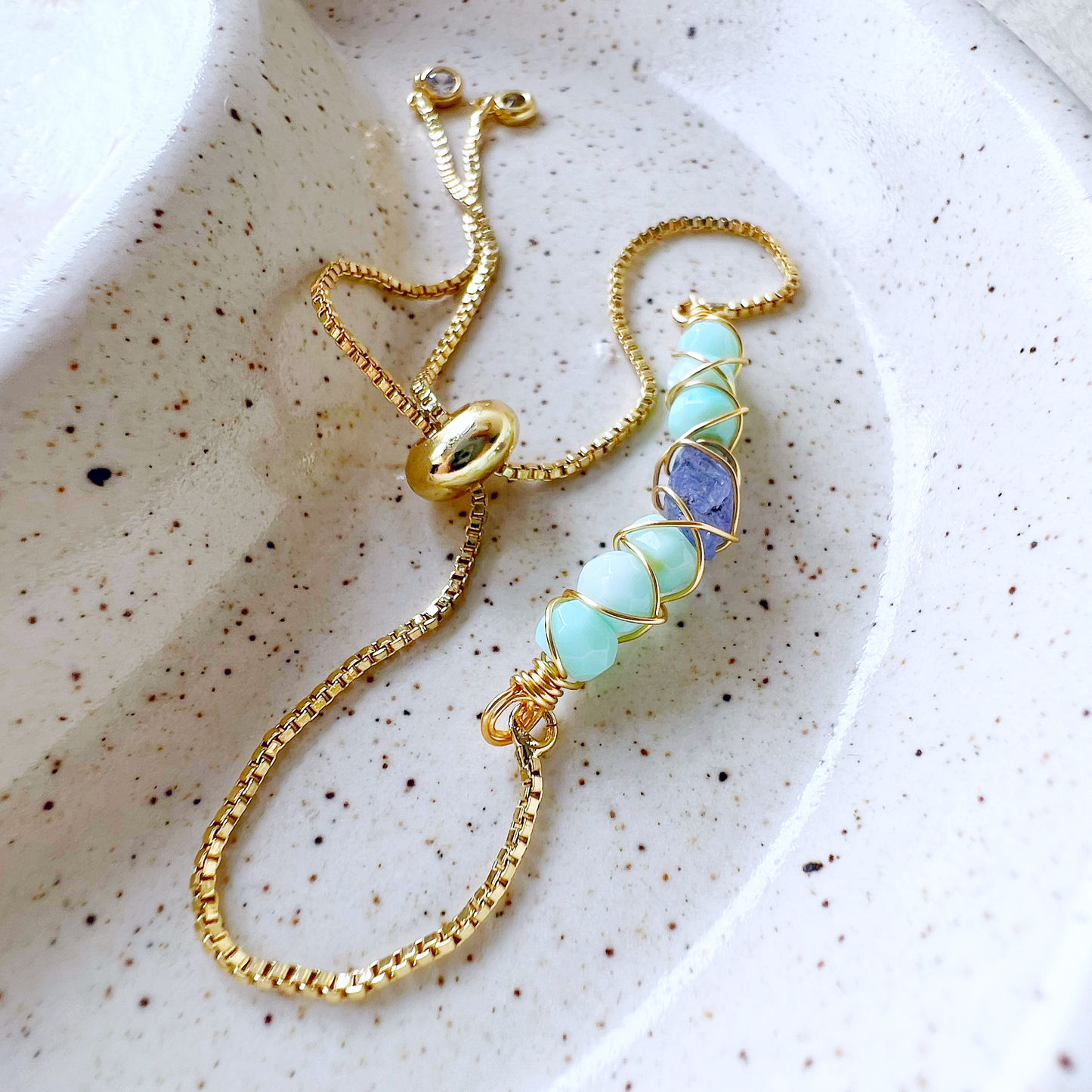GOLD - Peruvian Opal Customisable bracelets - adjustable