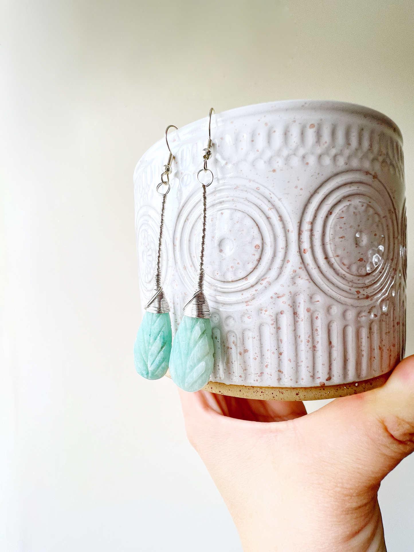 Amazonite Elegant Drop Silver Earrings