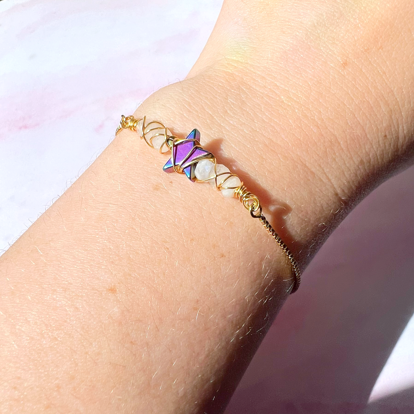 GOLD - Rainbow Moonstone Customisable bracelets