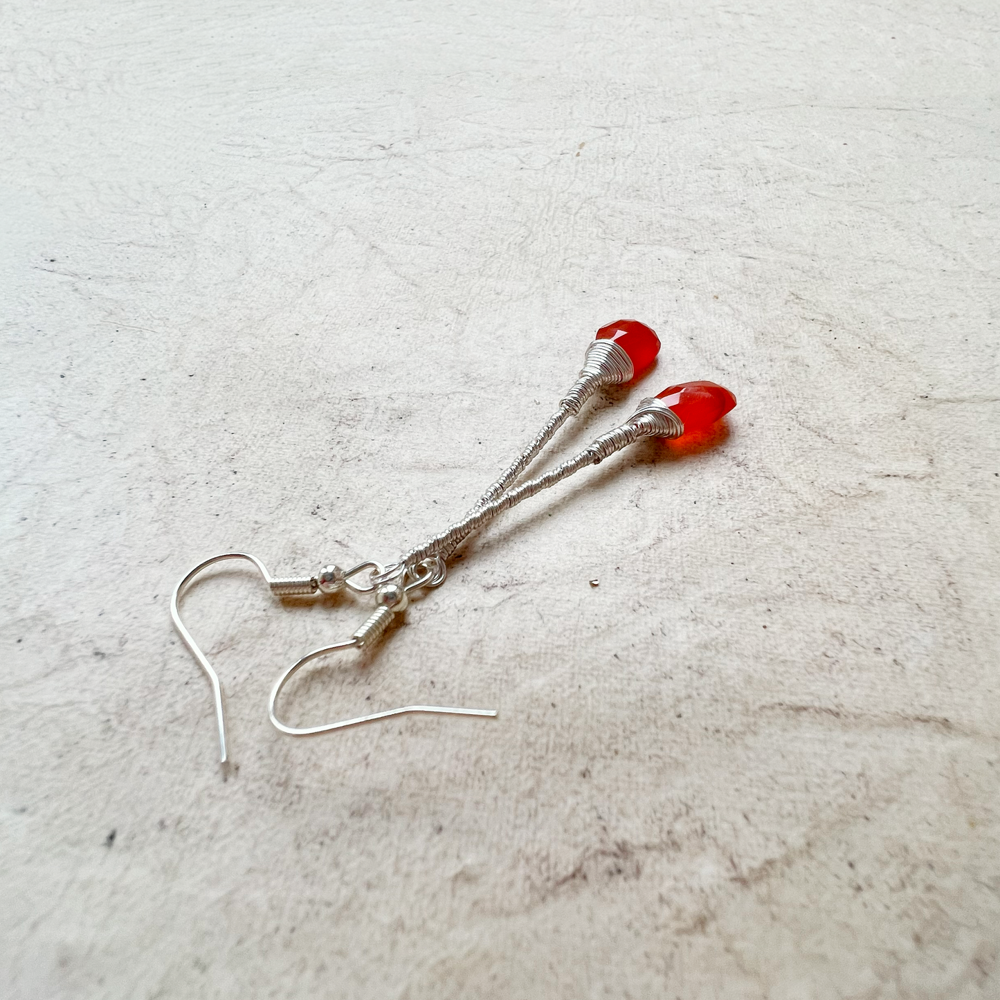 Carnelian Elegant Drop Silver Earrings
