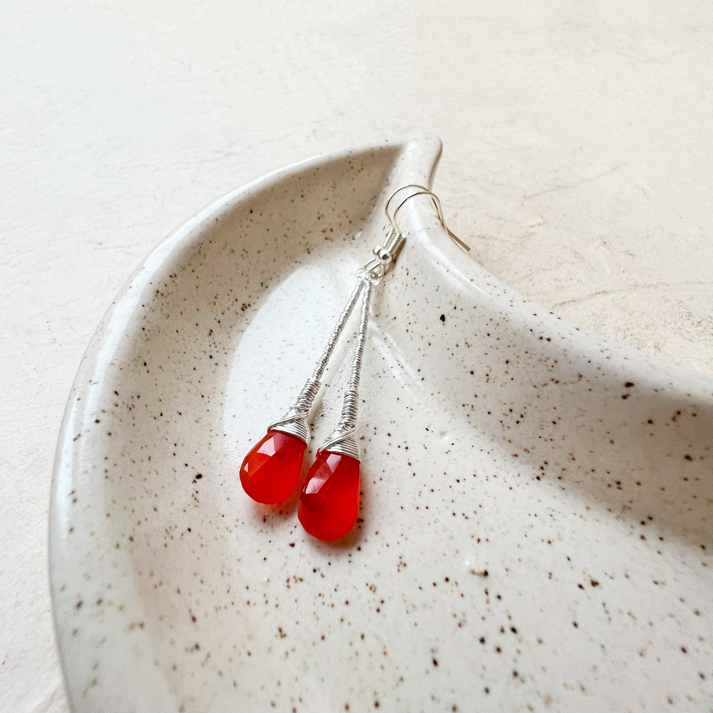 Carnelian Elegant Drop Silver Earrings