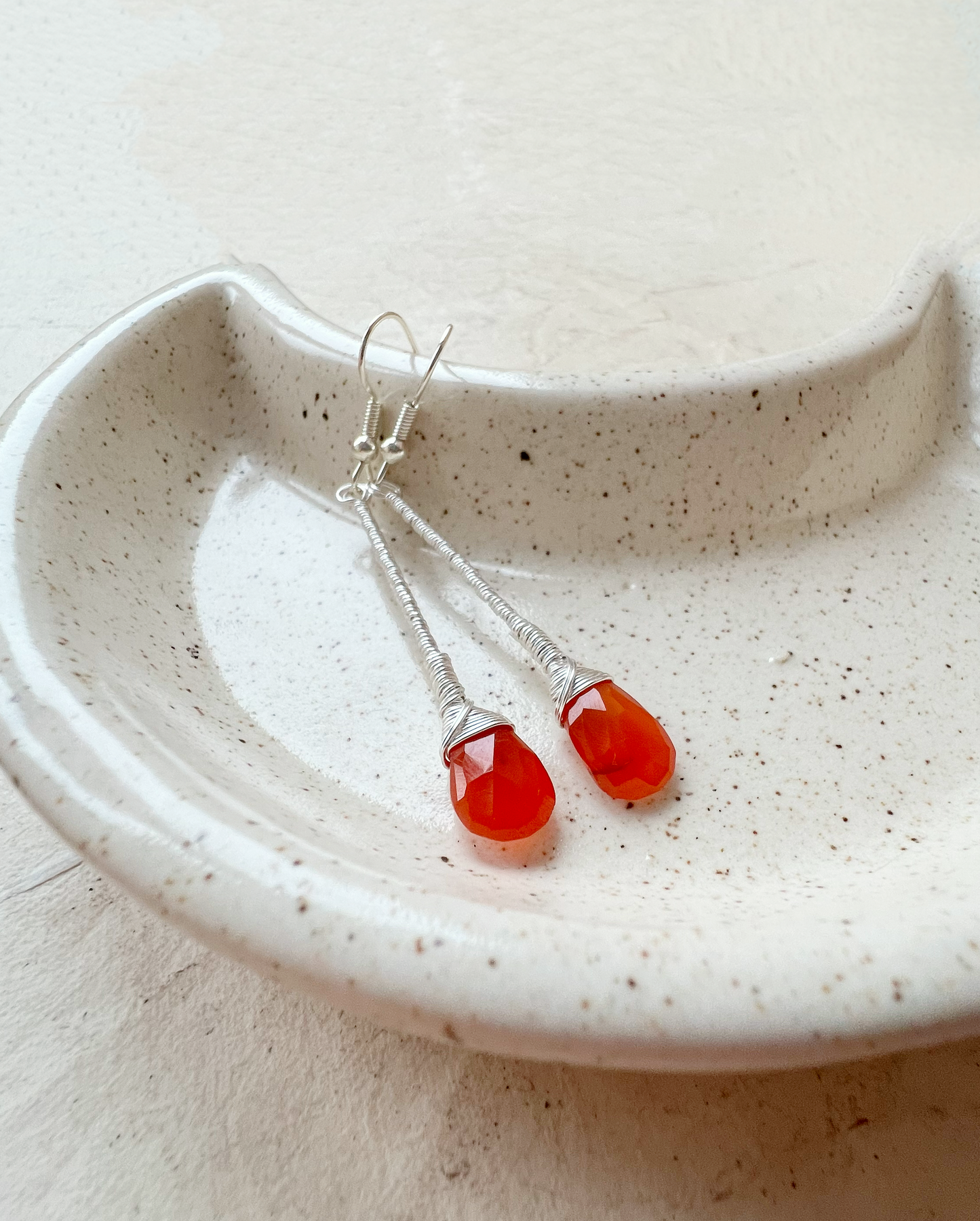 Carnelian Elegant Drop Silver Earrings