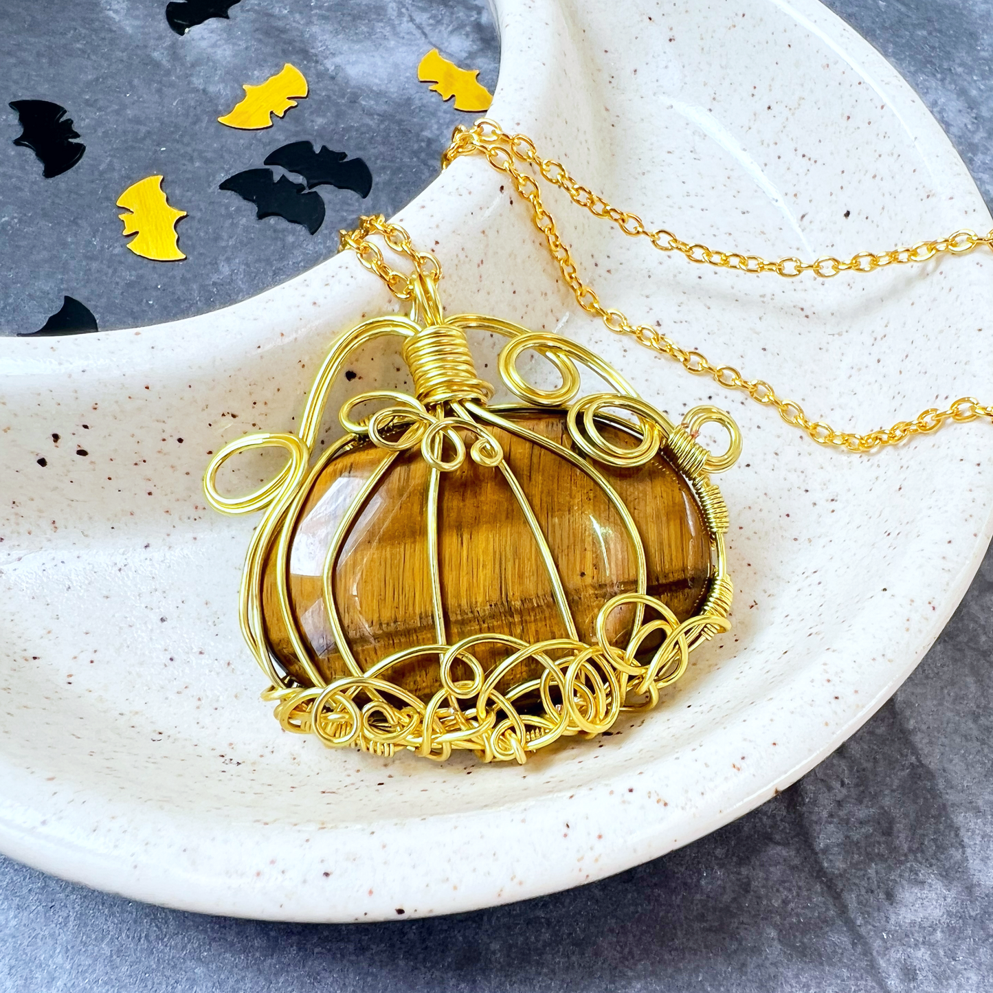 Tigers eye pumpkin necklace