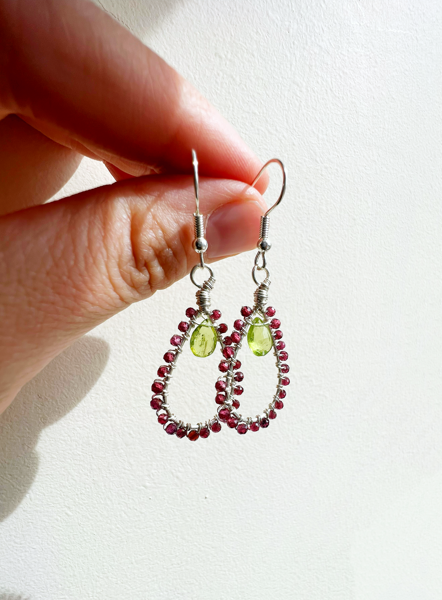 Peridot and Garnet Tudor Drop Earrings