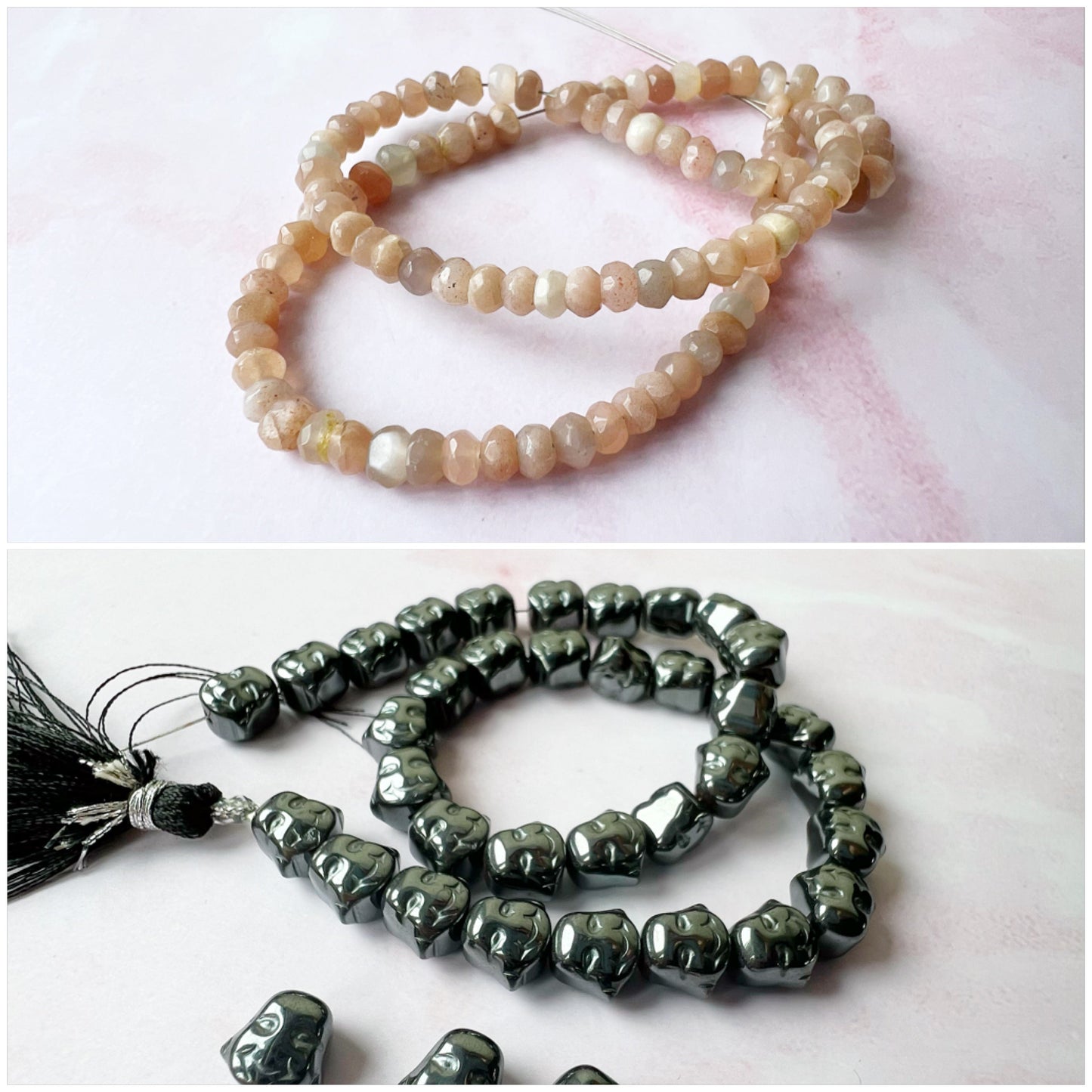 GOLD - Peach Moonstone Customisable bracelets