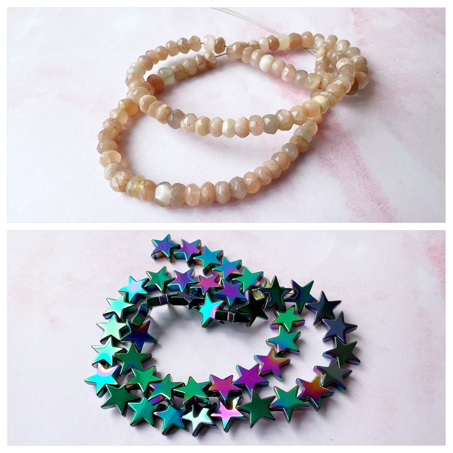 GOLD - Peach Moonstone Customisable bracelets