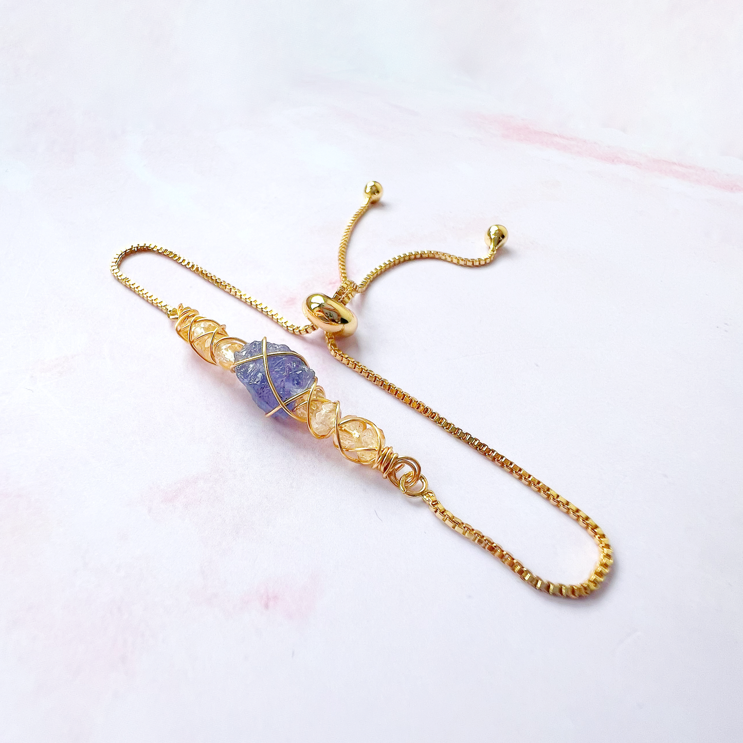 GOLD - Citrine Customisable bracelets - adjustable