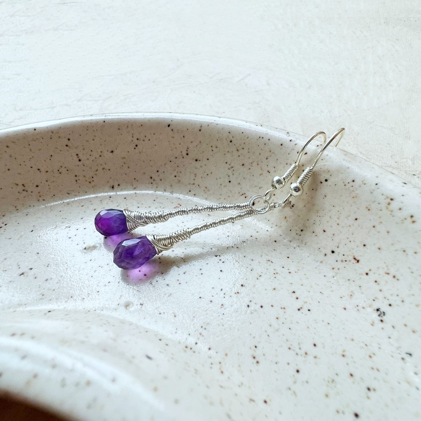 Amethyst Elegant Drop Silver Earrings
