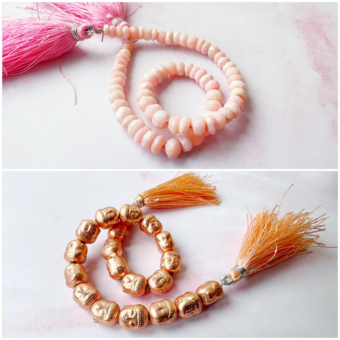 SILVER - Pink Opal Customisable bracelets - adjustable