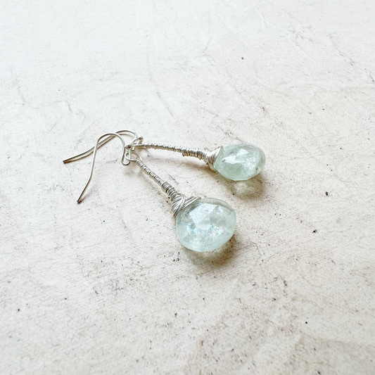 Aquamarine Elegant Drop Silver Earrings