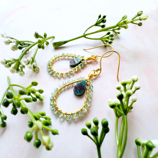 Ruby in Fuschite earrings