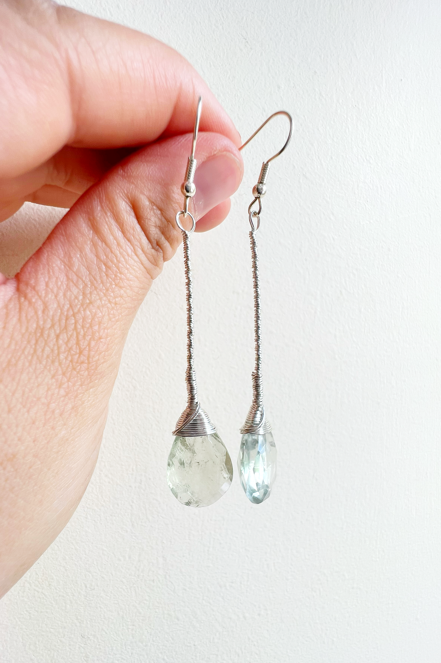 Prasiolite Elegant Drop Silver Earrings