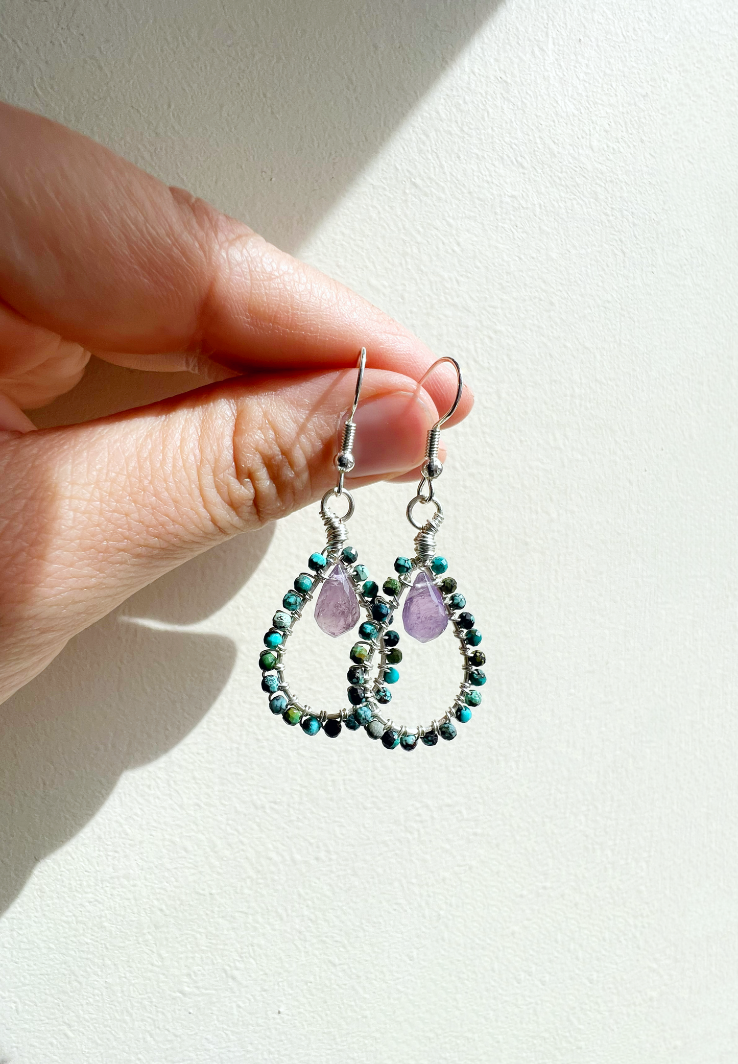 Turquoise and Amethyst Tudor Earrings